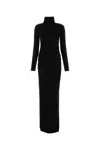 Saint Laurent Virgin Wool Long Dress In Black