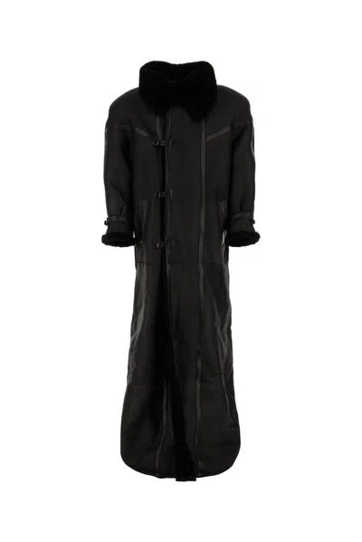 Saint Laurent Long Duffle Coat In Black