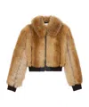 Saint Laurent Shearling Bomber Jacket Cropped Fur Texture In Brown