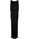 Saint Laurent Long Draped Jersey Dress In Black
