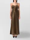 Saint Laurent Lace-trimmed Silk Satin Slip Dress In Multi