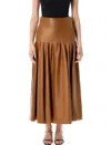 Saint Laurent Long Lambskin Skirt In Brown