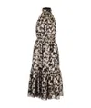 Saint Laurent Long Lavallière Halterneck Dress In Multicolor