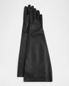 Saint Laurent Long Leather Gloves In Black