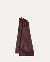 Saint Laurent Long Leather Gloves In Brown