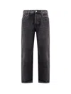 Saint Laurent Mick Long Straight Faded Jeans In Black