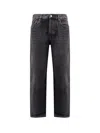 Saint Laurent Mick Long Straight Faded Jeans In Black