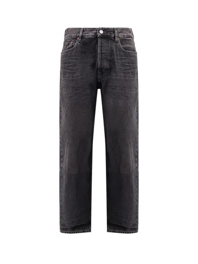 Saint Laurent Long Mick Black Denim Trousers In Gray
