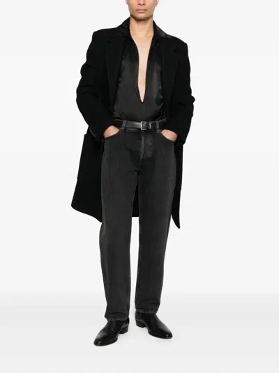 Saint Laurent Long Mick Jeans Bkog7bk In Black