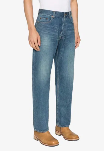 Saint Laurent Long Mick Jeans In Blue