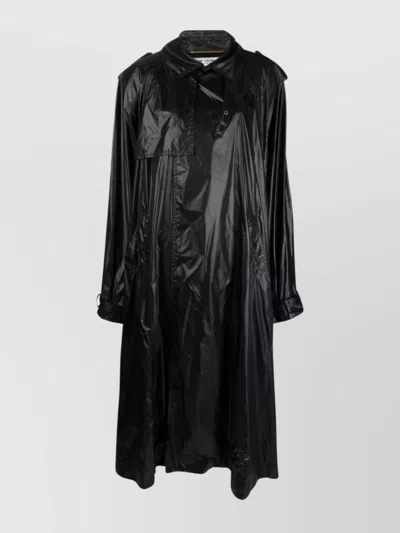 Saint Laurent Long-sleeved Padded Coat In Black