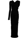 Saint Laurent One-shoulder Draped Maxi Dress In Black