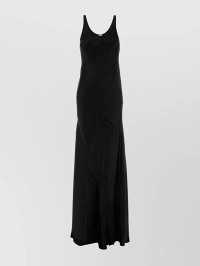 SAINT LAURENT LONG SATIN DRESS FEATURING DRAPED DETAIL
