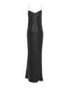 Saint Laurent Long Cowl-back Dress In Iridescent Satin In Black