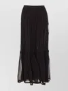 Saint Laurent Long Silk Skirt Elastic Waistband