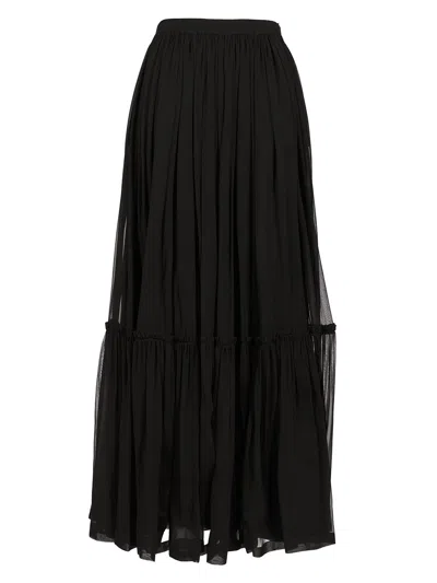 Saint Laurent Long Silk Skirt Skirts Black