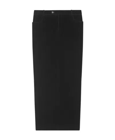 Saint Laurent Long Skirt In Velvet In Black