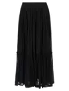 Saint Laurent Flounced Skirt In Silk Crepe Muslin