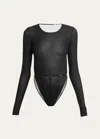 SAINT LAURENT LONG-SLEEVE BACKLESS BODYSUIT