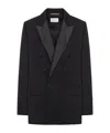 Saint Laurent Black Grain De Poudre Wool Tuxedo Jacket In Black