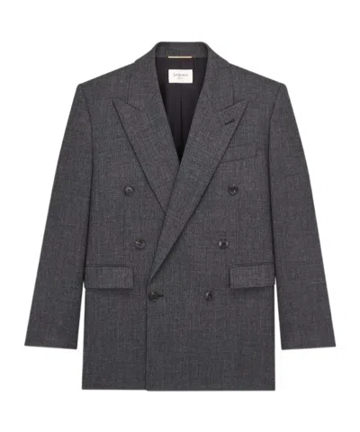 Saint Laurent Long Sleeve Blazer In Gray