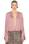 Saint Laurent Flared Oversize Knitwear Tie Detail In Bois De Rose