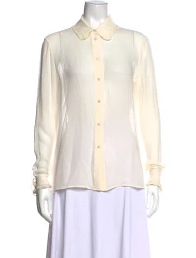 Pre-owned Saint Laurent Long Sleeve Blouse In Neutrals