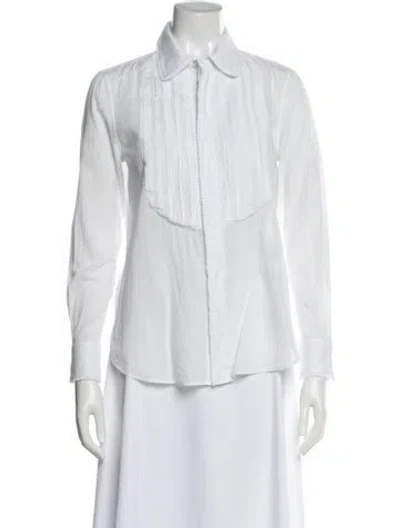 Pre-owned Saint Laurent Long Sleeve Blouse In White