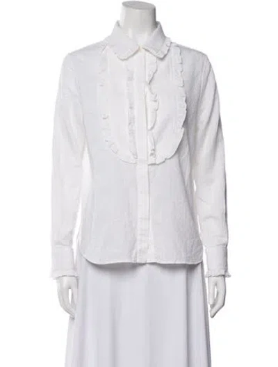 Pre-owned Saint Laurent Long Sleeve Blouse In White