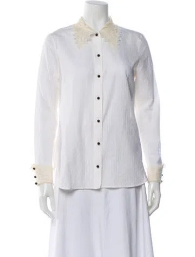 Pre-owned Saint Laurent Long Sleeve Blouse In White
