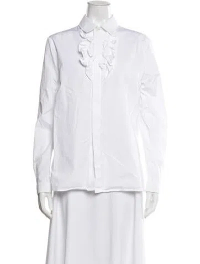 Pre-owned Saint Laurent Long Sleeve Blouse In White