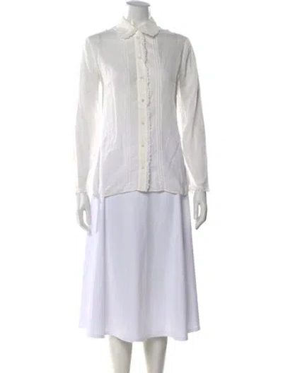 Pre-owned Saint Laurent Long Sleeve Blouse In White