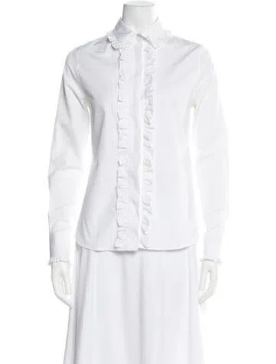 Pre-owned Saint Laurent Long Sleeve Blouse In White