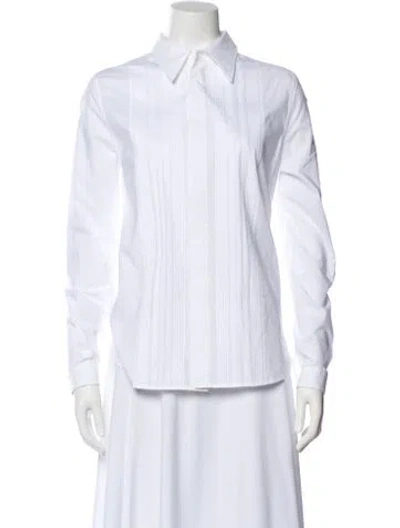 Pre-owned Saint Laurent Long Sleeve Blouse In White