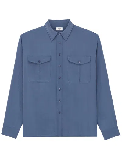 Saint Laurent Long Sleeve Button-up Shirt With Classic Collar For Men In Multi