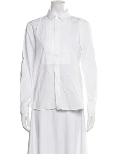 Pre-owned Saint Laurent Long Sleeve Button-up Top In White