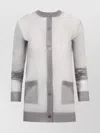 Saint Laurent Long Sleeve Cardigan Front Pockets In Gray