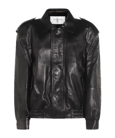 Saint Laurent Long Sleeve Casual Jacket In Black