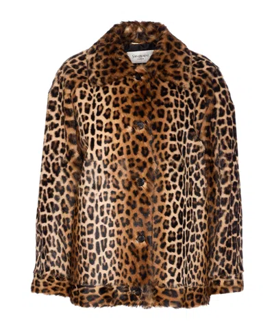 Saint Laurent Long Sleeve Casual Jacket In Animal Print
