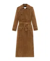 Saint Laurent Double Breasted Belted Trench Coat In Brown