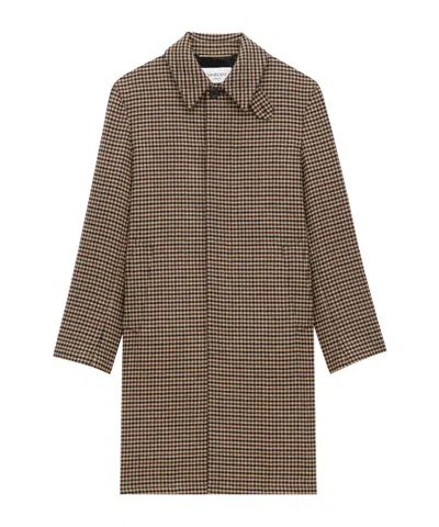 Saint Laurent Long Sleeve Coat In Brown