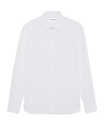 Saint Laurent Cassandre Embroidered Shirt In White