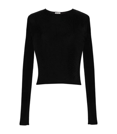 Saint Laurent Long-sleeve Crop Top In Black