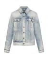 Saint Laurent Long Sleeve Denim Jacket In Gray