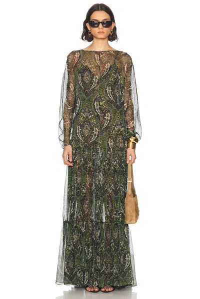 SAINT LAURENT LONG SLEEVE MAXI DRESS