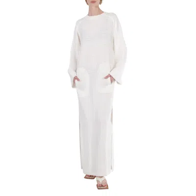 Saint Laurent Long-sleeve Maxi Dress In White