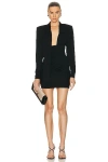 Saint Laurent Long Sleeve Mini Dress In Black