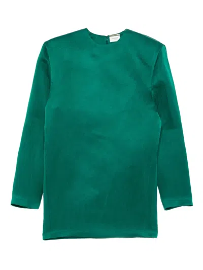 Saint Laurent Long-sleeve Mini Dress In Green