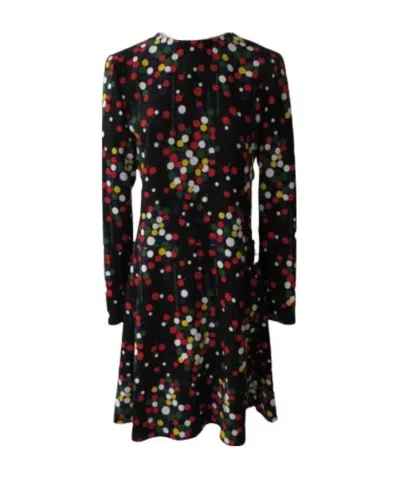 Saint Laurent Long-sleeve Polka-dot Print Dress In Black