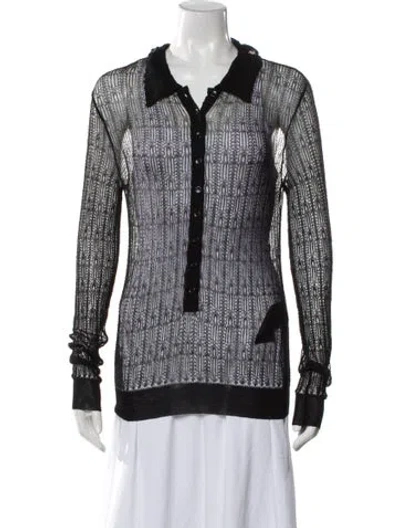 Pre-owned Saint Laurent Long Sleeve Polo In Black